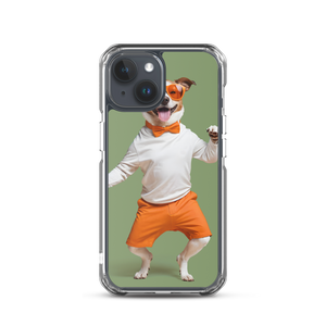 Funny Dancing Dog Green iPhone Case