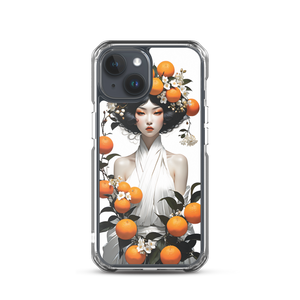 Oriental Lady with Orange Fruits iPhone Case