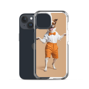 Happy Dancing Dog Beige iPhone Case