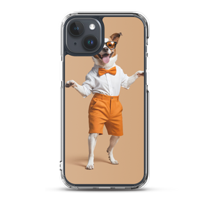 Happy Dancing Dog Beige iPhone Case