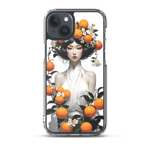 Oriental Lady with Orange Fruits iPhone Case