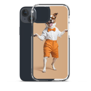 Happy Dancing Dog Beige iPhone Case