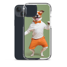 Funny Dancing Dog Green iPhone Case