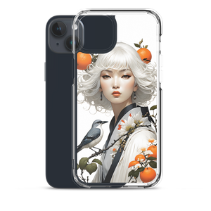 Beauty Lady with Orange and Bird iPhone Case