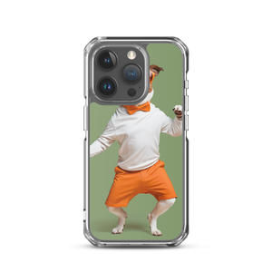 Funny Dancing Dog Green iPhone Case