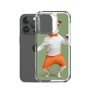 Funny Dancing Dog Green iPhone Case