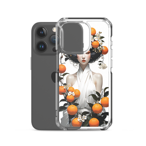 Oriental Lady with Orange Fruits iPhone Case