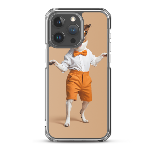 Happy Dancing Dog Beige iPhone Case