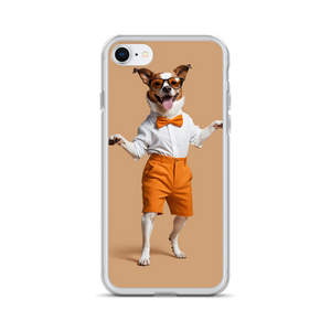 Happy Dancing Dog Beige iPhone Case