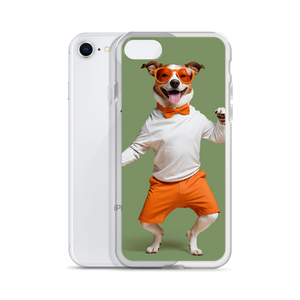 Funny Dancing Dog Green iPhone Case