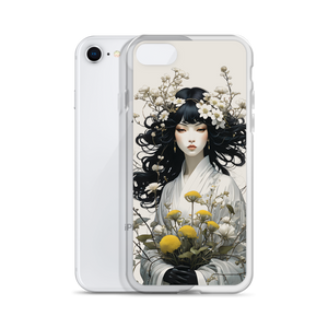 Oriental Lady with Yellow Flowers iPhone Case