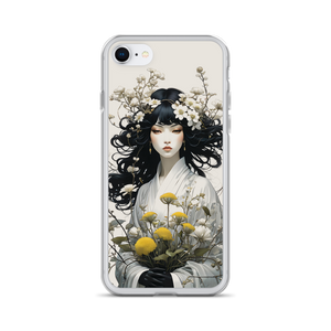 Oriental Lady with Yellow Flowers iPhone Case