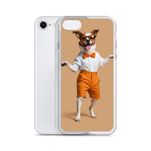 Happy Dancing Dog Beige iPhone Case