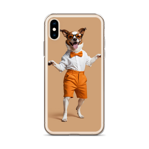 Happy Dancing Dog Beige iPhone Case