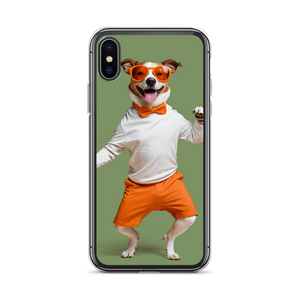 Funny Dancing Dog Green iPhone Case