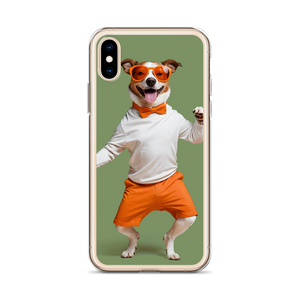 Funny Dancing Dog Green iPhone Case