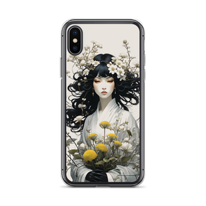 Oriental Lady with Yellow Flowers iPhone Case