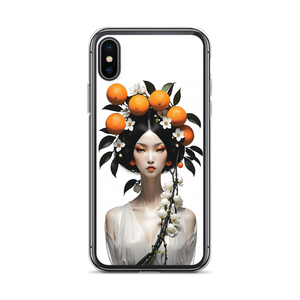 Beauty Lady with Orange Fruits iPhone Case