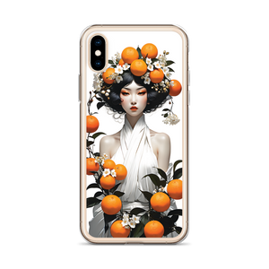 Oriental Lady with Orange Fruits iPhone Case