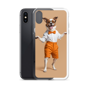 Happy Dancing Dog Beige iPhone Case