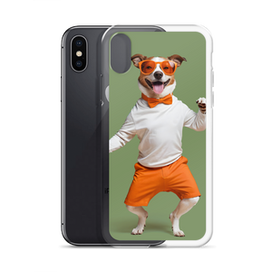 Funny Dancing Dog Green iPhone Case