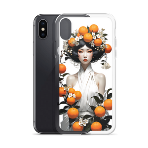 Oriental Lady with Orange Fruits iPhone Case