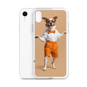 Happy Dancing Dog Beige iPhone Case