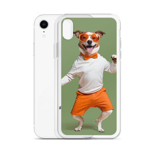 Funny Dancing Dog Green iPhone Case