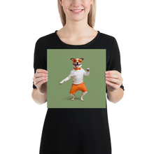 Funny Dancing Dog Green Poster Print Art