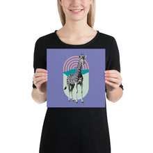 Giraffe Zebra Purple Poster Print Art