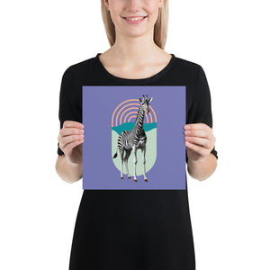 Giraffe Zebra Purple Poster Print Art