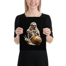 Sloth Riding A Snail Poster Print Art