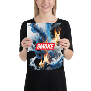 Blue Smoke Fire Poster Print Art