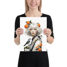 Oriental Lady with Orange and Bird Poster Print Art