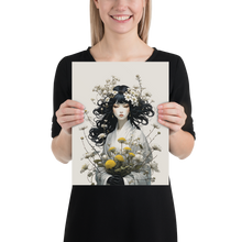 Oriental Lady with Yellow Flowers Poster Print Art