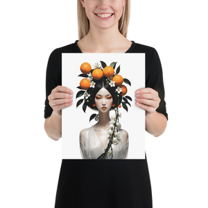 Beauty Lady with Orange Fruits Poster Print Art