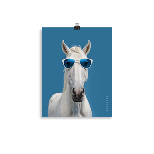 Cool Blue Horse Poster Print Art