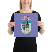 Giraffe Zebra Purple Poster Print Art