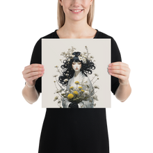 Oriental Lady with Yellow Flowers Poster Print Art