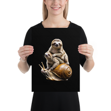 Sloth Riding A Snail Poster Print Art