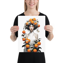 Oriental Lady with Orange Fruits Poster Print Art