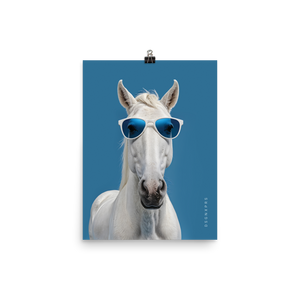 Cool Blue Horse Poster Print Art