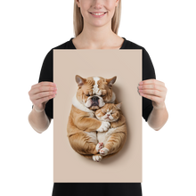 Cute Baby Cat and Dog Sleep Poster Print Art