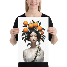 Beauty Lady with Orange Fruits Poster Print Art