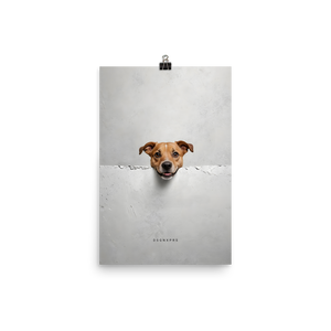 Smile Dog Peep Poster Print Art