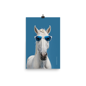 Cool Blue Horse Poster Print Art