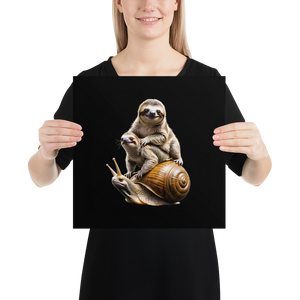 Sloth Riding A Snail Poster Print Art