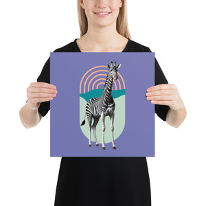 Giraffe Zebra Purple Poster Print Art