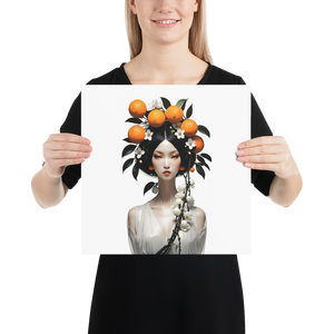 Beauty Lady with Orange Fruits Poster Print Art