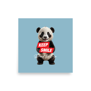 Keep Smile Blue Panda Poster Print Art